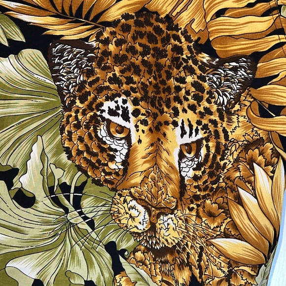 Vintage Ferragamo Jungle Print Tropical Animal Leopard Top Women Size L - Picture 4 of 11